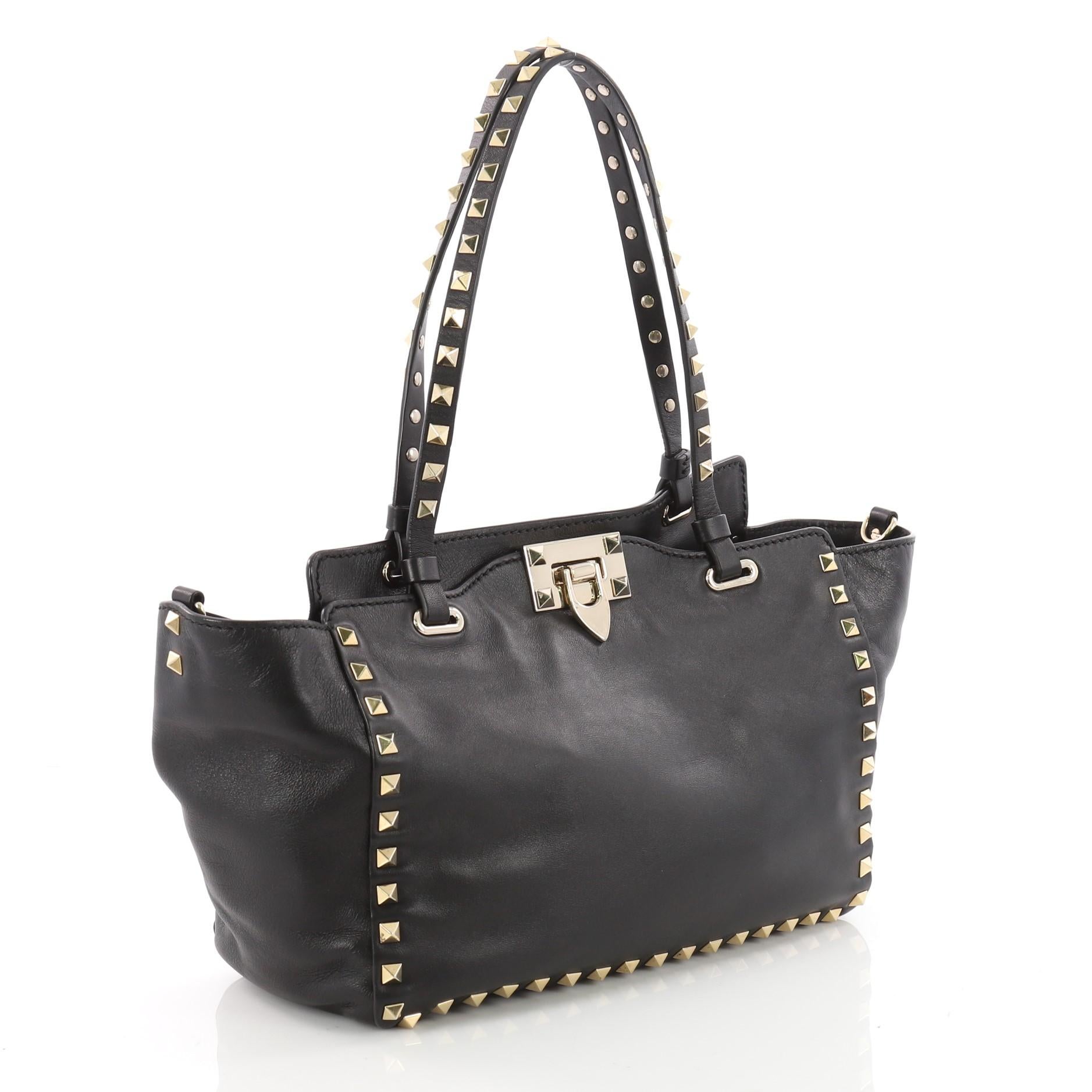 Valentino Small Soft Leather Rockstud Tote  In Good Condition In NY, NY