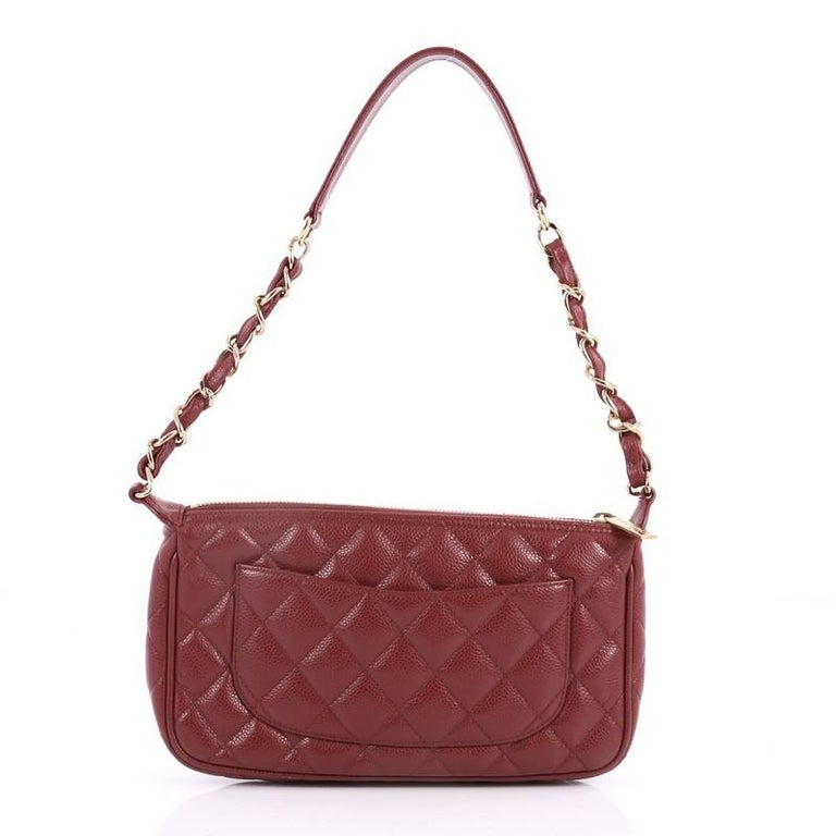 Chanel Timeless CC Chain Pochette Quilted Caviar at 1stDibs