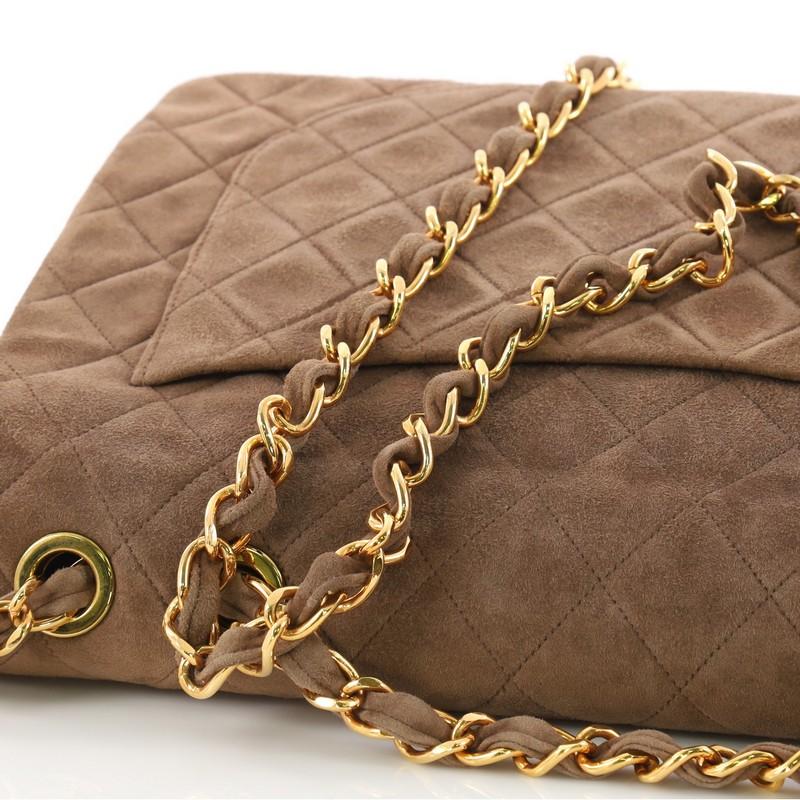 Chanel Vintage Classic Single Flap Bag Quilted Suede Maxi 4