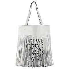 Loewe Vertical Logo Fringe Tote Printed Leather