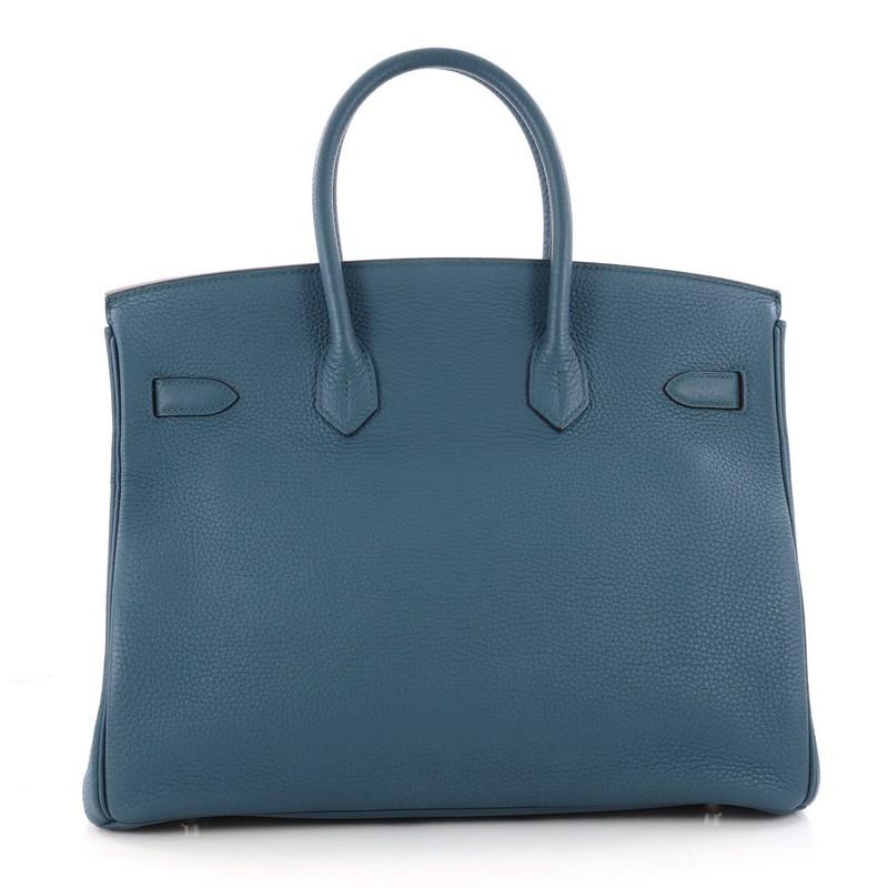 Women's Hermes Birkin Handbag Bleu Thalassa Togo with Palladium Hardware 35