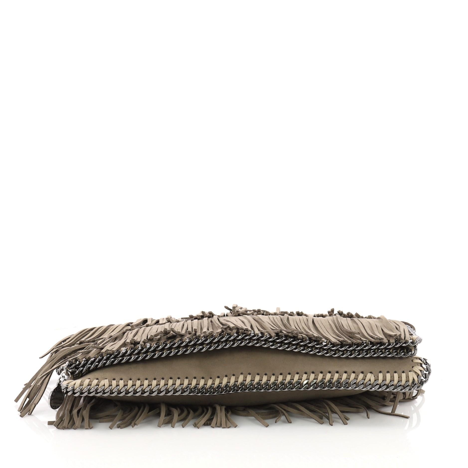 Stella McCartney Falabella Fringe Flap Clutch Faux Suede In Excellent Condition In NY, NY
