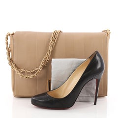 Fendi Claudia Shoulder Bag Pequin Embossed Leather Large