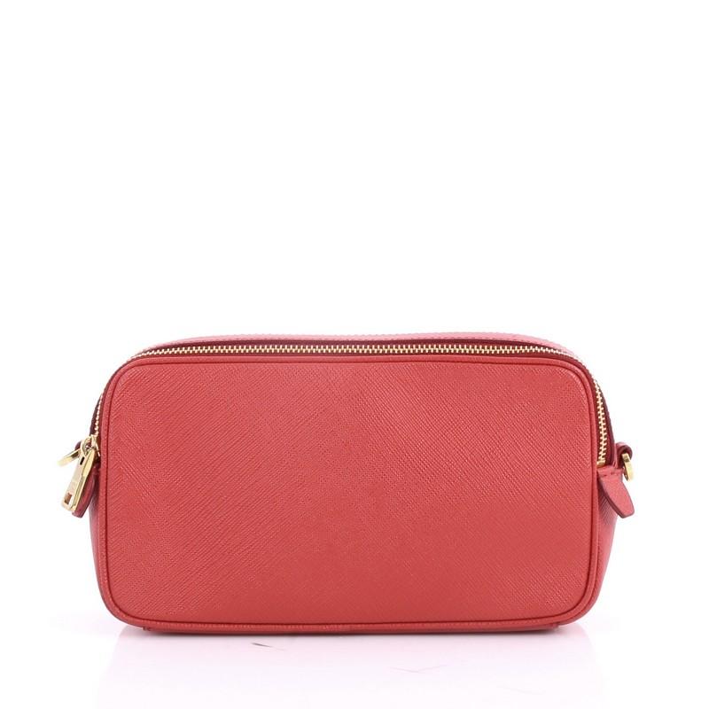Prada Double Zip Crossbody Bag Saffiano Leather Mini In Excellent Condition In NY, NY