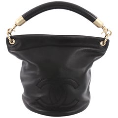 Chanel Vintage CC Handle Bucket Bag Leather Medium 