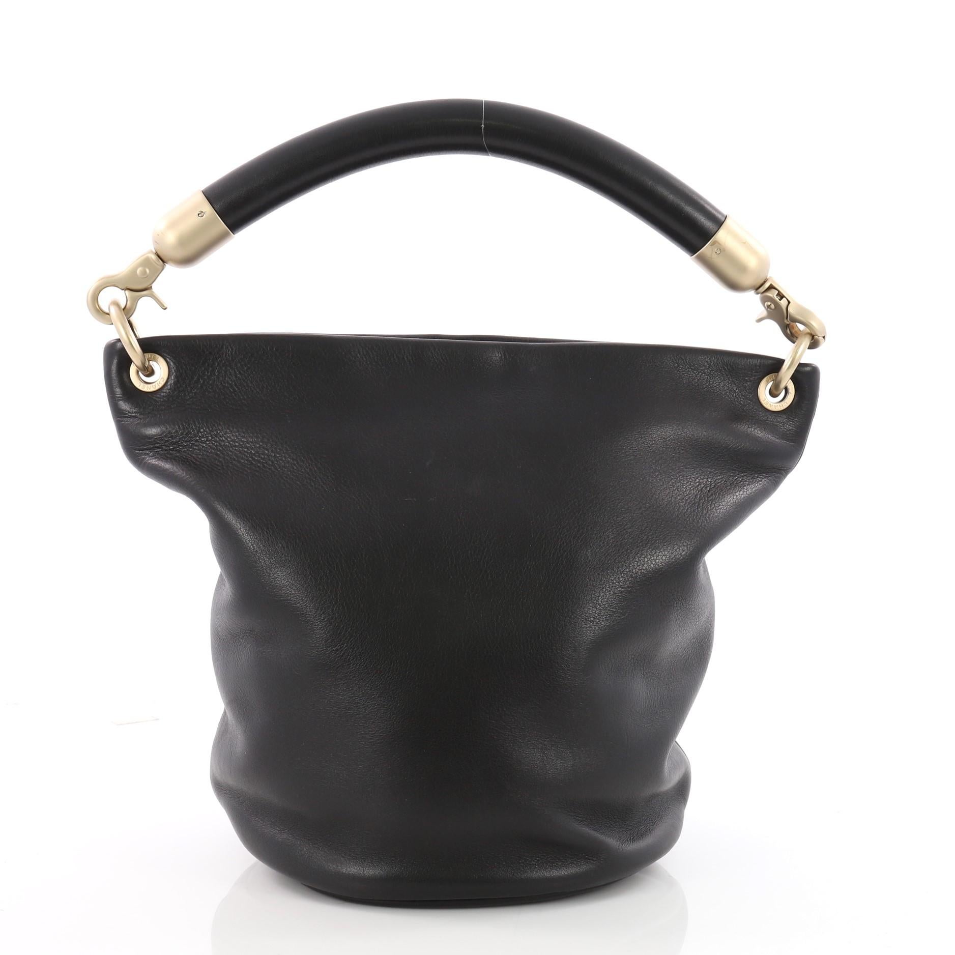 Women's or Men's Chanel Vintage CC Handle Bucket Bag Leather Medium 
