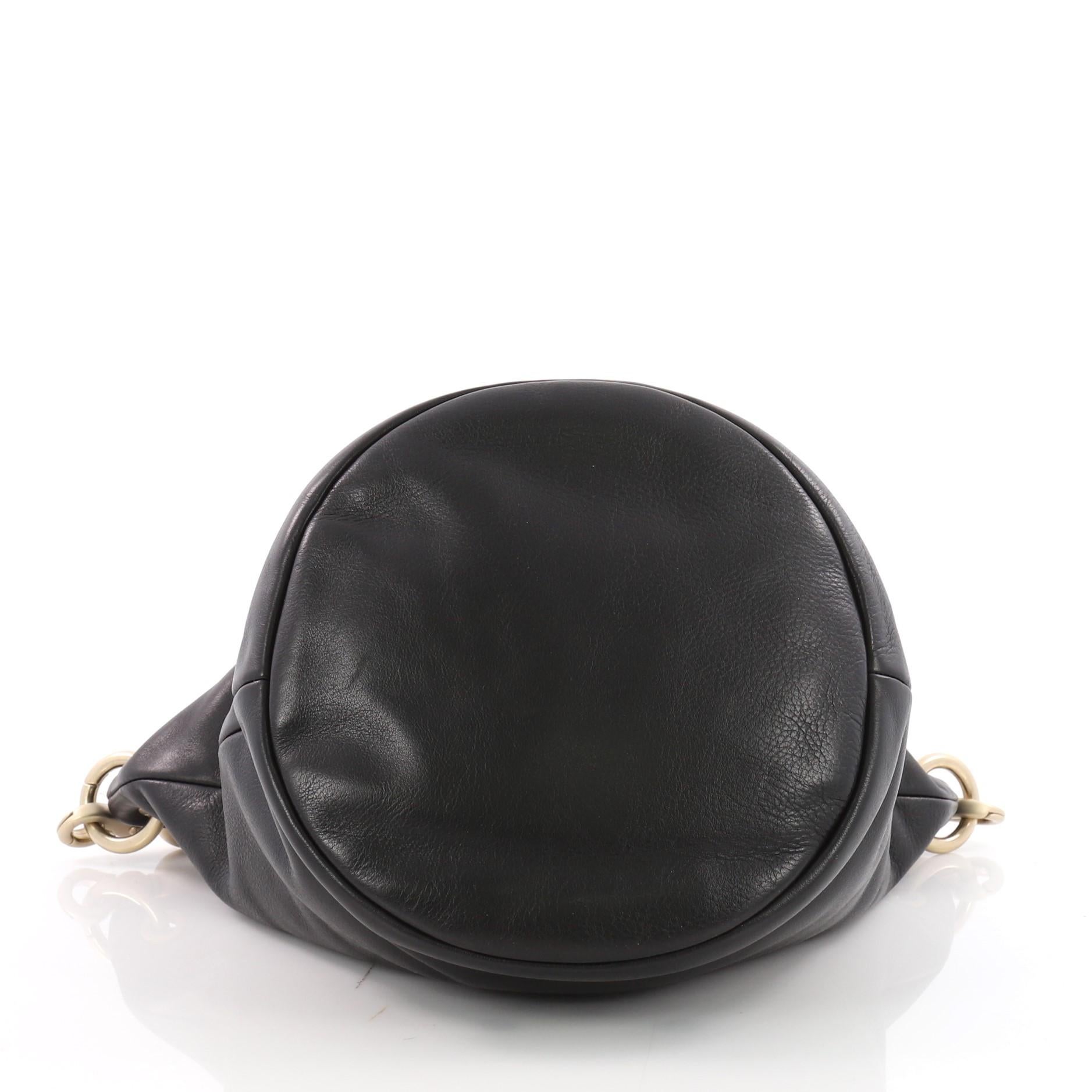 Chanel Vintage CC Handle Bucket Bag Leather Medium  1
