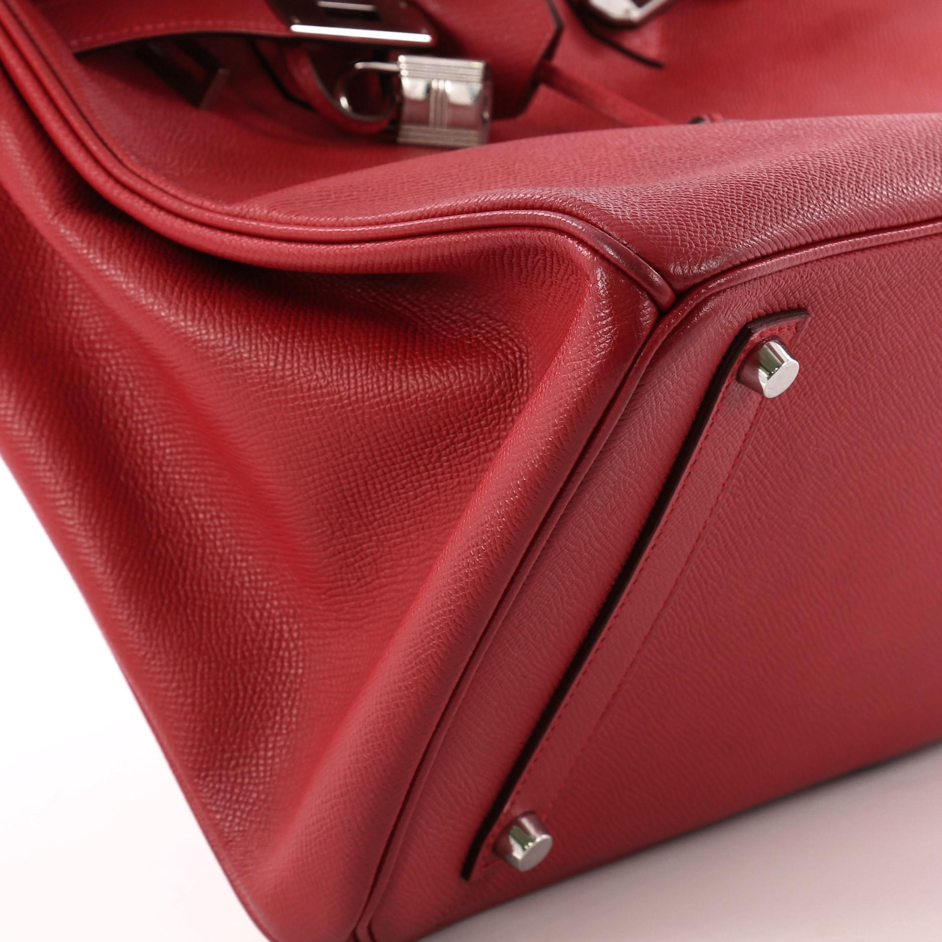 Hermes Birkin Handbag Rouge Casaque Epsom with Palladium Hardware 35 4