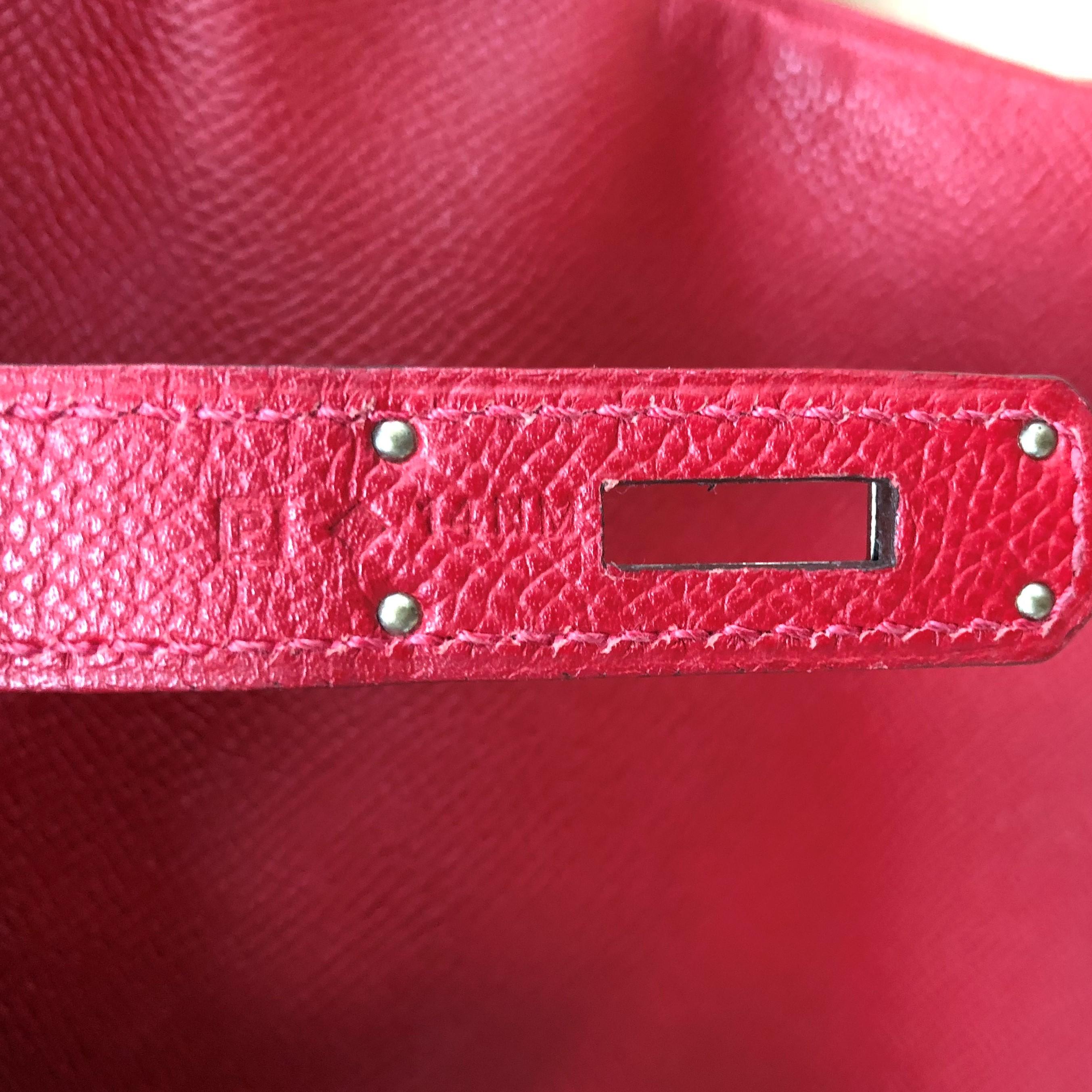 Hermes Birkin Handbag Rouge Casaque Epsom with Palladium Hardware 35 7