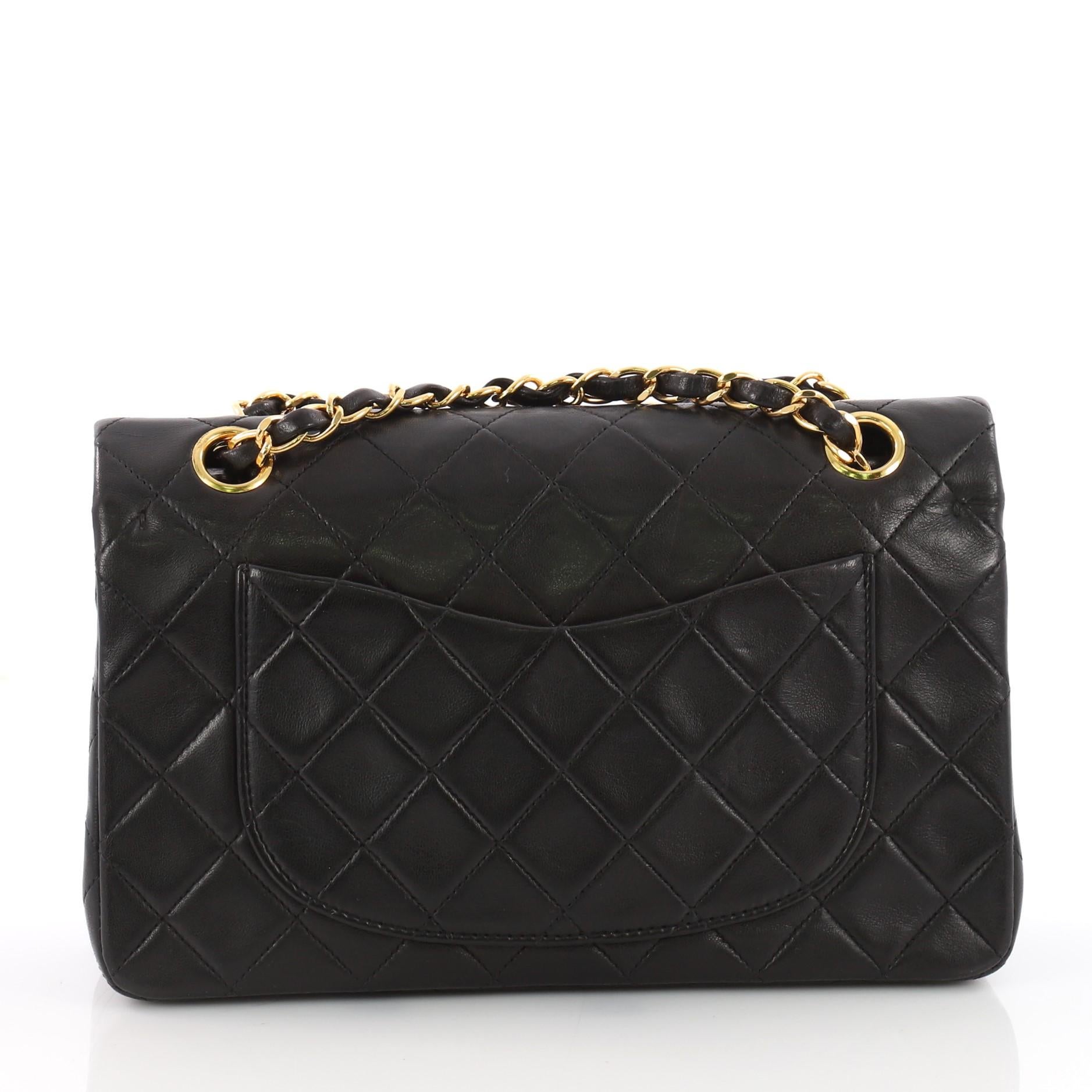 Women's or Men's Chanel Vintage Classic Double Flap Bag Quilted Lambskin Small 