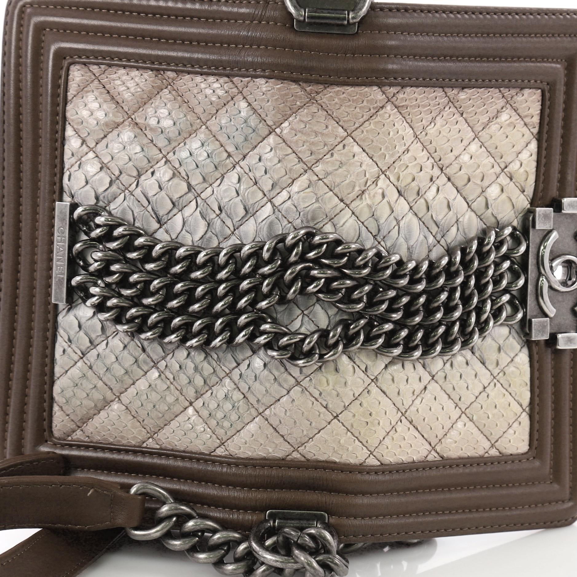 Chanel Chained Boy Flap Bag Quilted Python Small 4