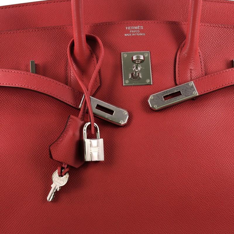 Hermes Birkin Handbag Bougainvillia Red Epsom with Palladium Hardware 35  3