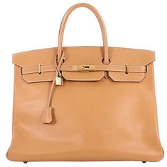 Hermes Birkin Handbag Natural Brown Ardennes with Gold Hardware 40 