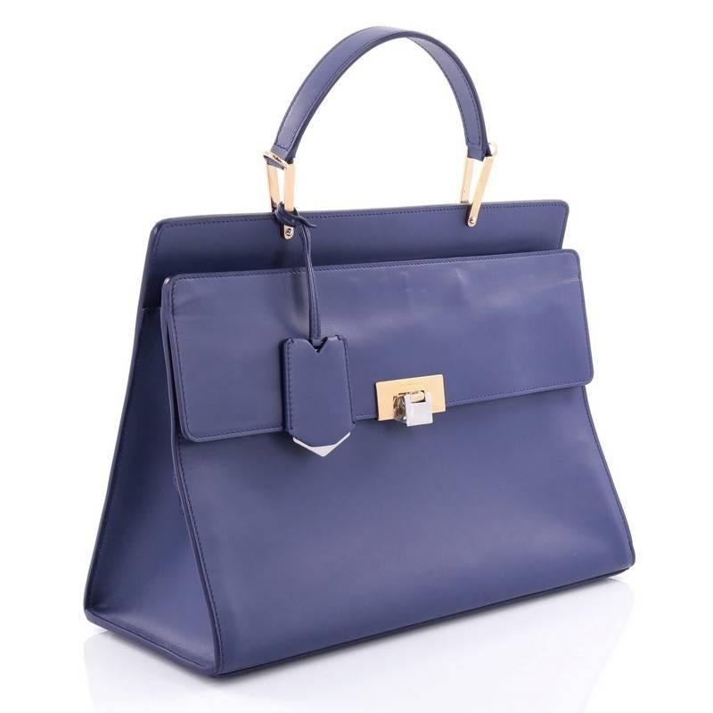 Purple Balenciaga Le Dix Zip Cartable Top Handle Bag Leather Medium