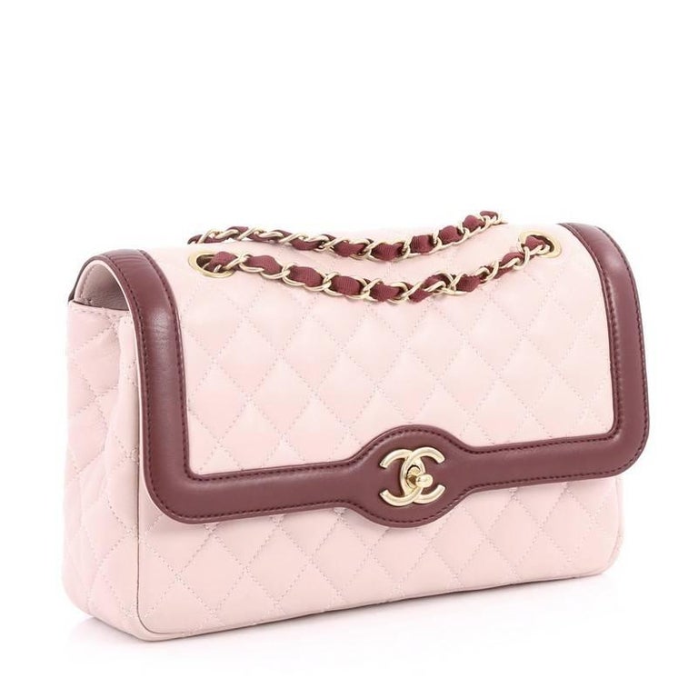 Chanel Pink Medium Classic Lambskin Bicolor lined Flap