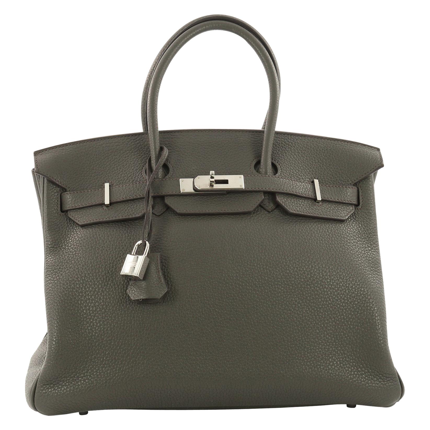 Hermes Birkin Handbag Vert de Gris Togo with Palladium Hardware 35