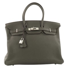 Hermes Birkin Handbag Vert de Gris Togo with Palladium Hardware 35