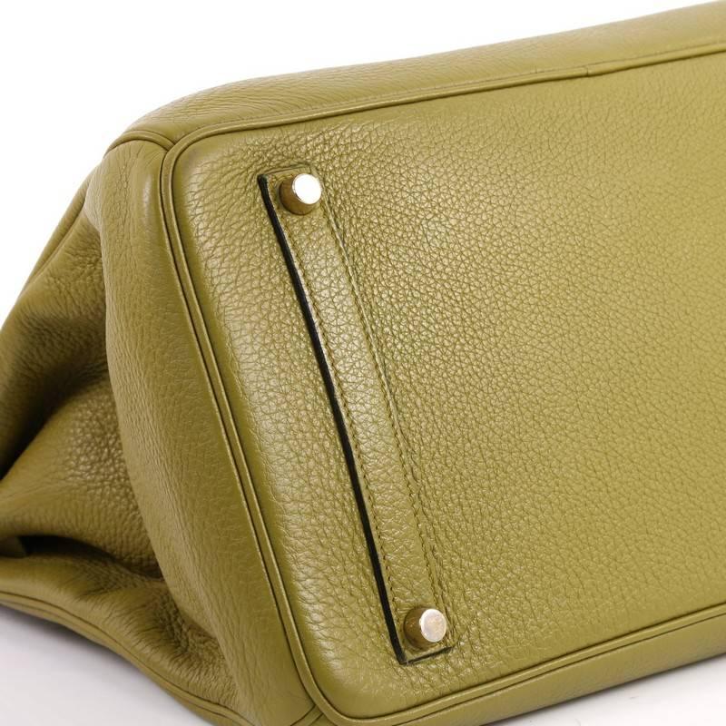 Hermes Vert Chartreuse Green Clemence with Gold Hardware 35 Birkin Handbag  2