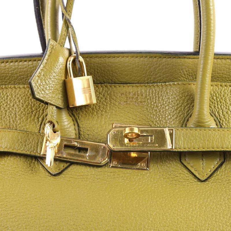 Hermes Vert Chartreuse Green Clemence with Gold Hardware 35 Birkin Handbag  4