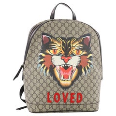 Gucci Angry Cat Zip Backpack Printed GG Coated Canvas Medium