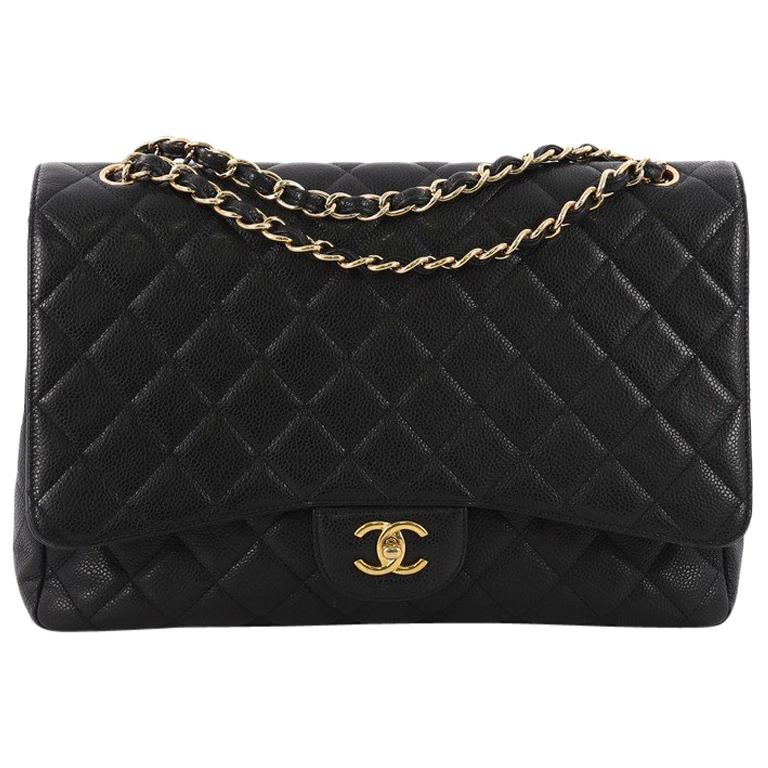 Chanel Classic Single Flap Bag Quilted Caviar Maxi