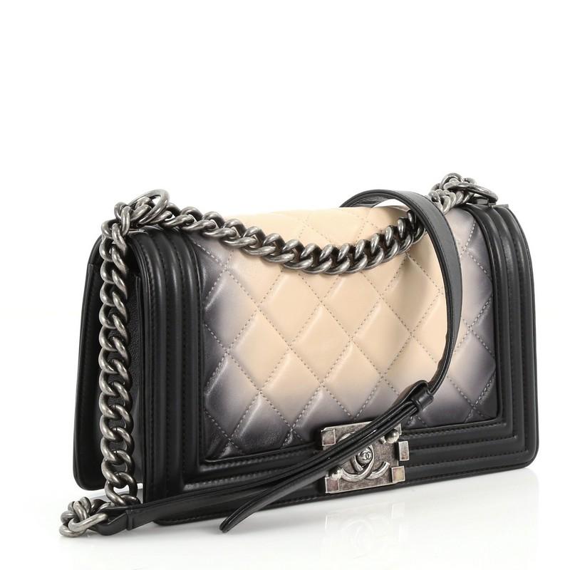 Chanel Boy Flap Bag Quilted Ombre Calfskin Old Medium In Good Condition In NY, NY