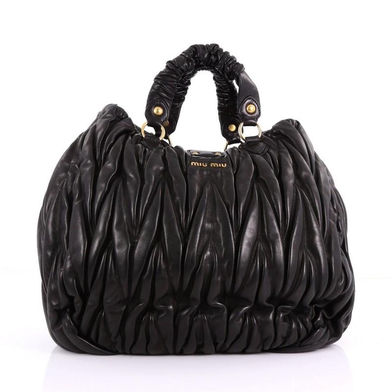 Miu Miu Coffer Convertible Satchel Matelasse Leather Large In Good Condition In NY, NY