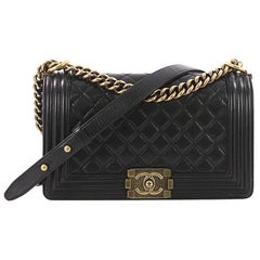 Chanel Boy Flap Bag Quilted Glazed Calfskin Old Medium