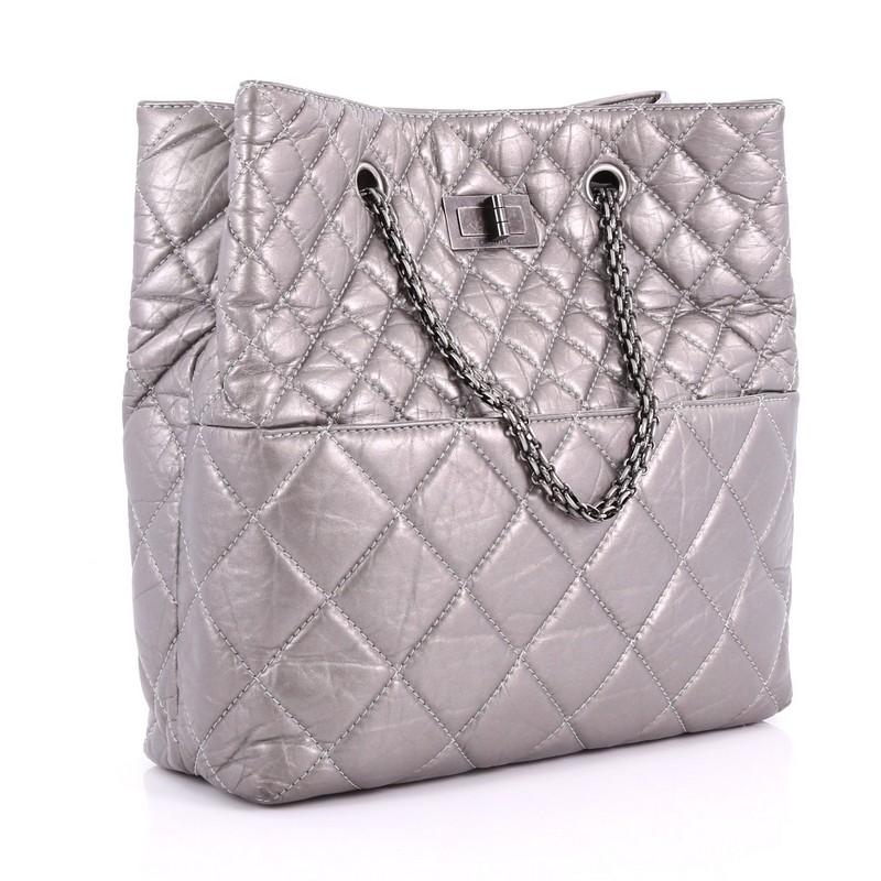 Gray Chanel Reissue Tote Quilted Aged Calfskin Tall