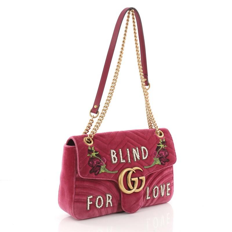 Gucci GG Marmont Flap Bag Embroidered Matelasse Velvet Medium In Good Condition In NY, NY