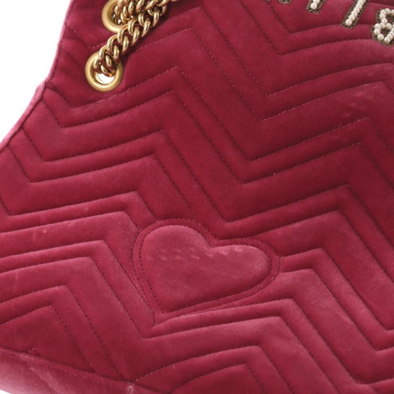 Gucci GG Marmont Flap Bag Embroidered Matelasse Velvet Medium 3