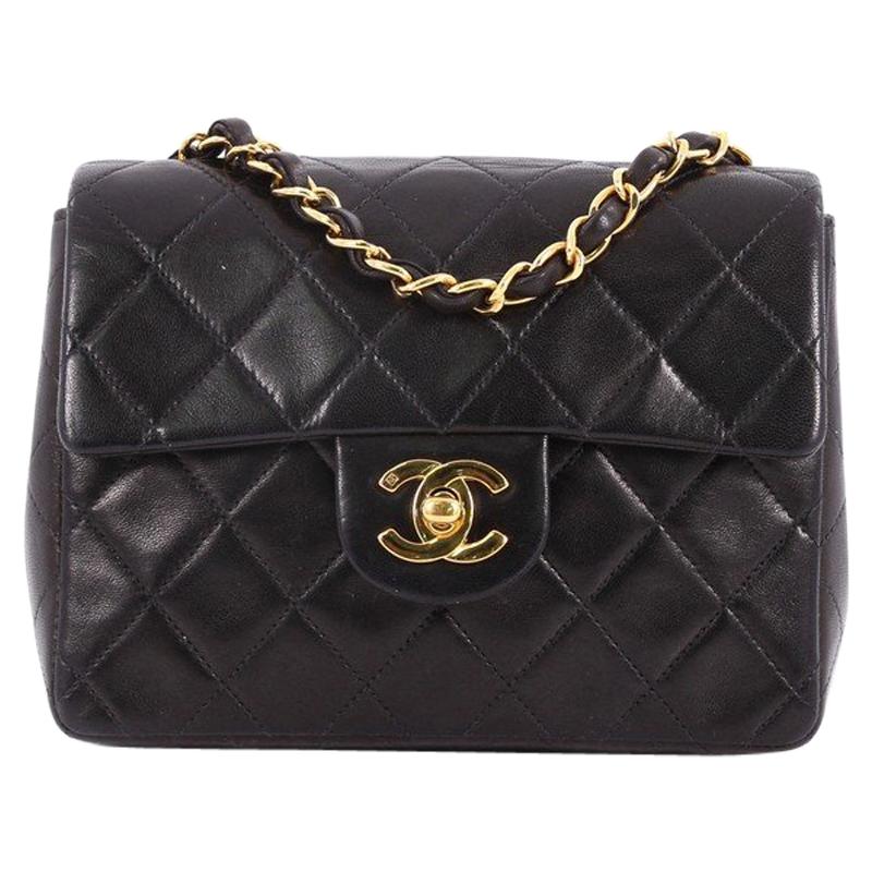 Chanel Vintage Square Classic Single Flap Bag Quilted Lambskin Mini