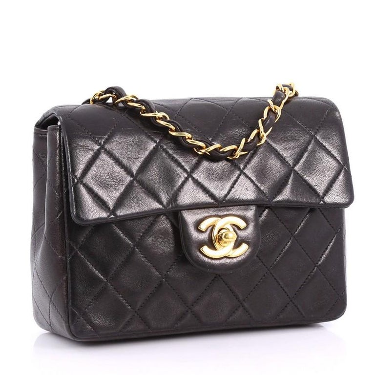 Chanel Vintage Square Classic Single Flap Bag Quilted Lambskin Mini at 1stdibs