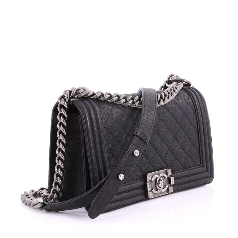 Chanel Boy Flap Bag Quilted Caviar Old Medium at 1stdibs