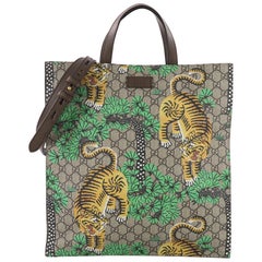 Gucci Convertible Soft Open Tote Bengal Print GG Coated Canvas Tall