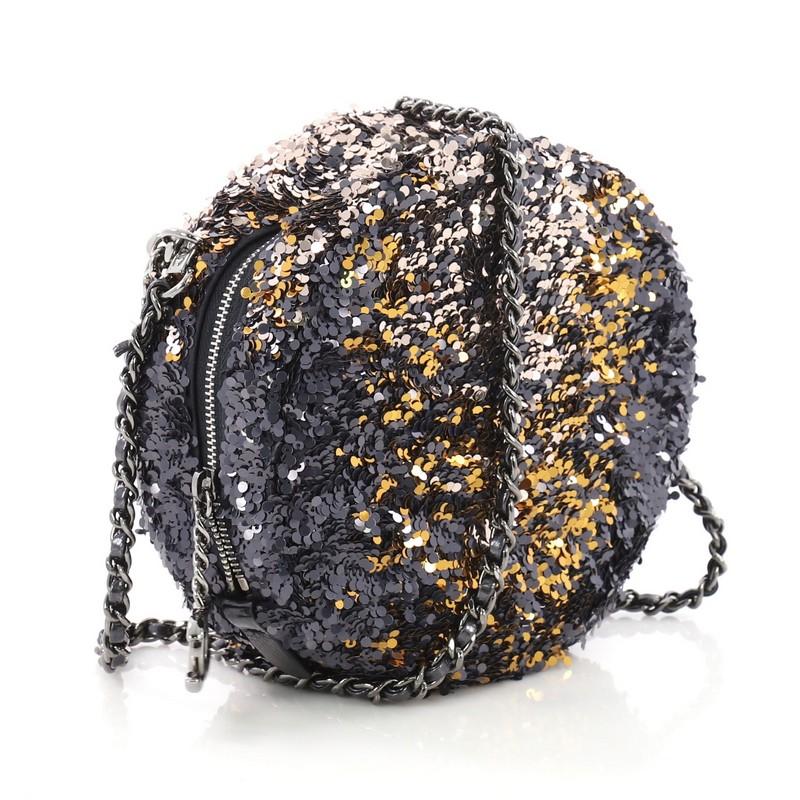 Black Chanel Round Crossbody Bag Sequins