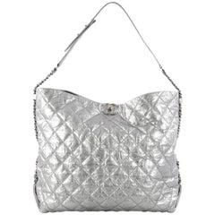 Chanel Big Bang Hobo Quilted Metallic Aged Calfskin Large