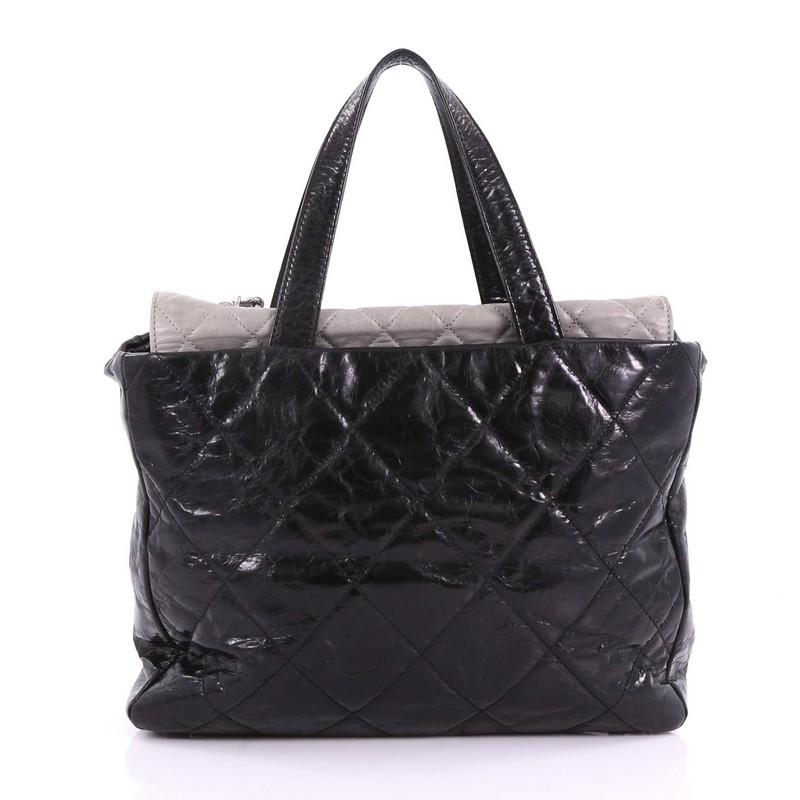 Chanel Portobello Tote Quilted Glazed Calfskin Medium In Good Condition In NY, NY