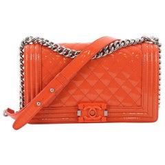 Chanel Boy Flap Bag Quilted Plexiglass Patent Old Medium