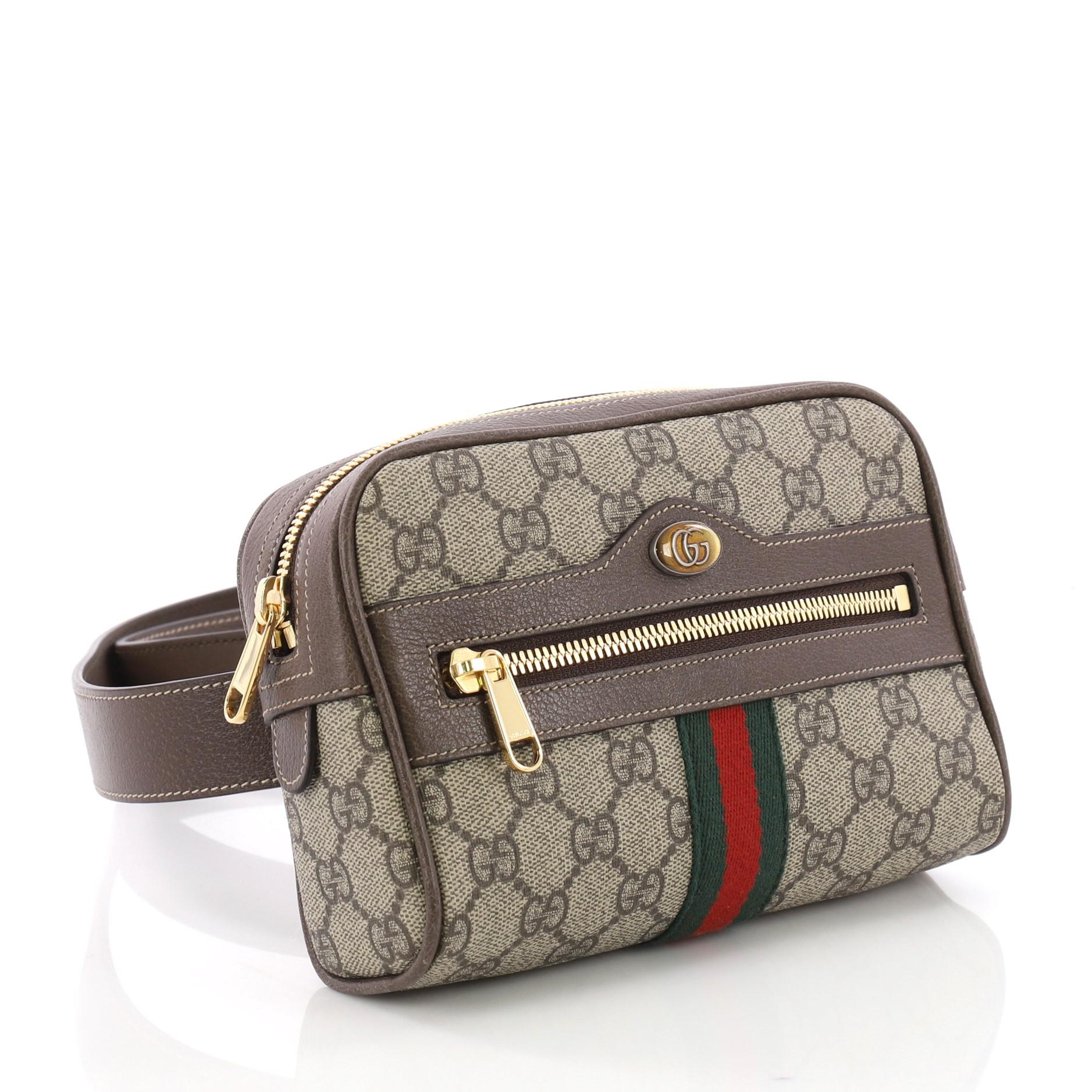Gray Gucci Ophidia Belt Bag GG Coated Canvas Small