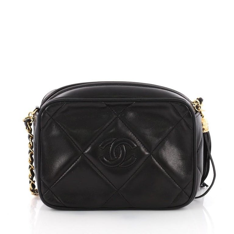 Chanel Vintage Diamond CC Camera Bag Quilted Leather Small at 1stDibs