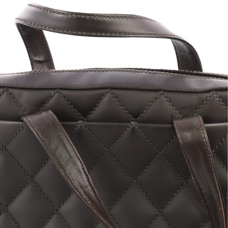 Chanel Surpique Zip Around Satchel Quilted Leather Medium 1