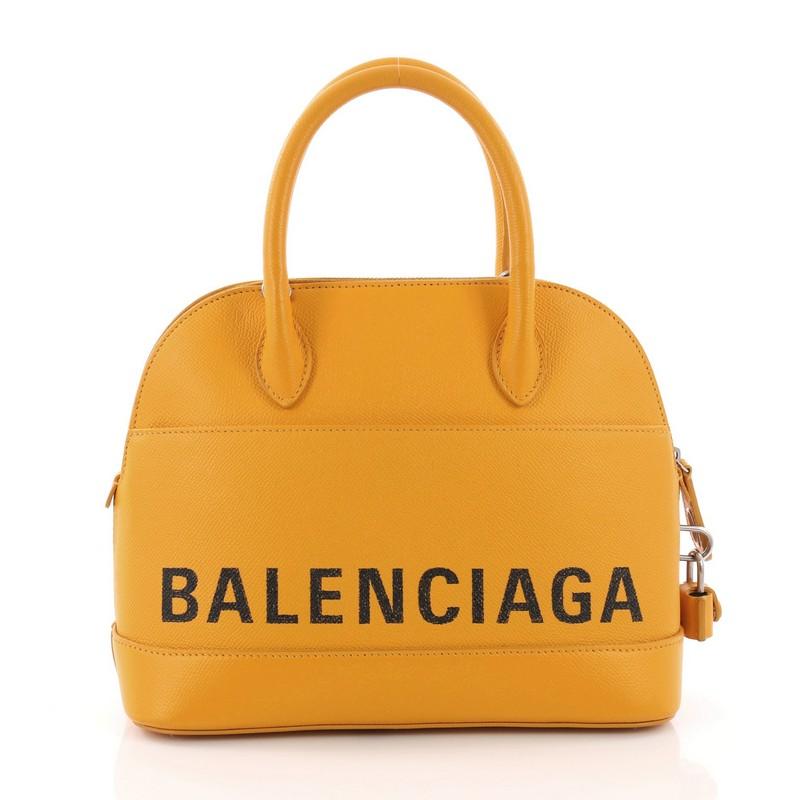 Orange Balenciaga Ville Logo Bag Leather Small