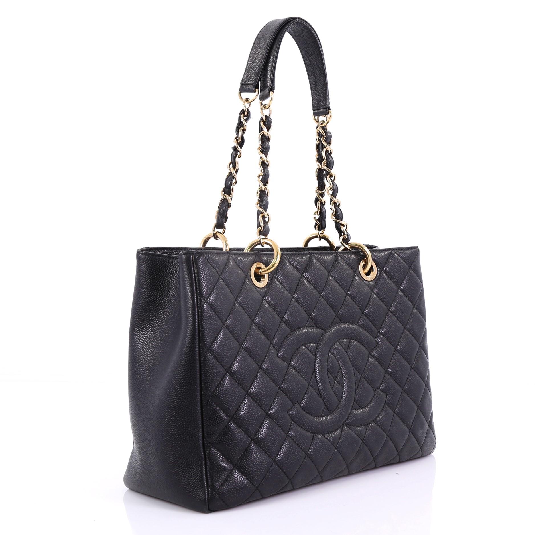 Black Chanel Grand Shopping Tote Quilted Caviar