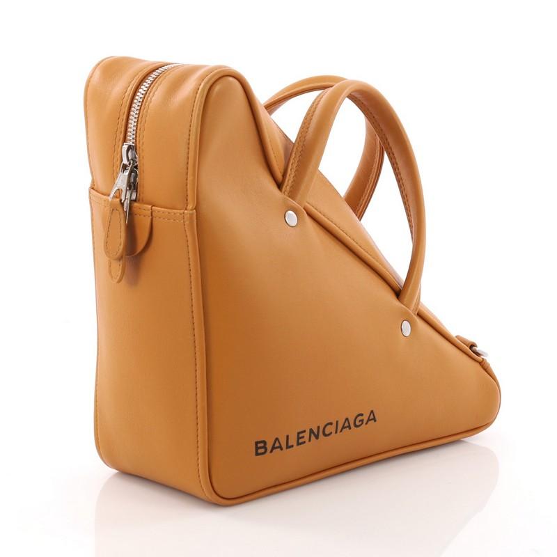 Orange Balenciaga Triangle Duffle Bag Leather Small