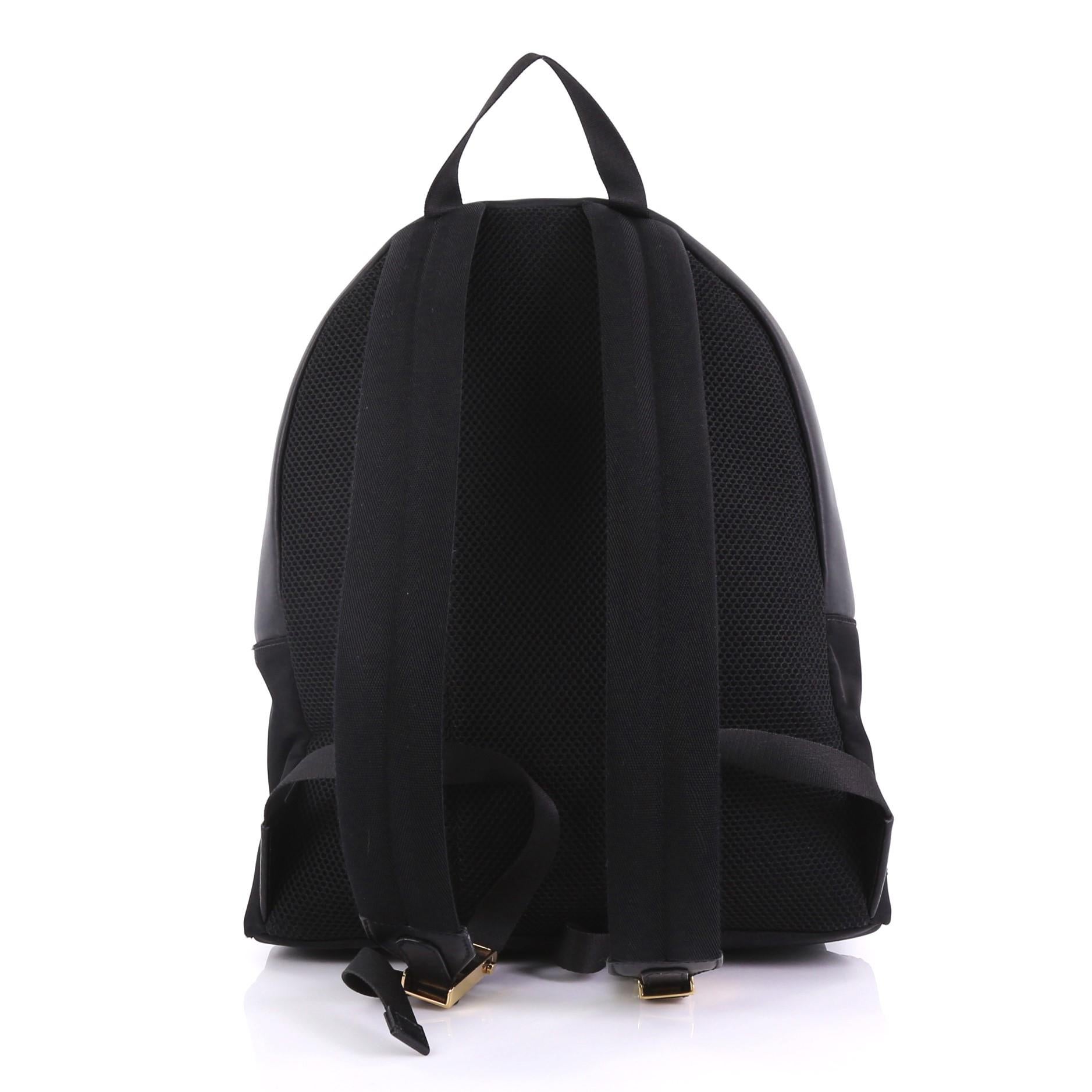 Fendi Monster Backpack Nylon With Leather Large at 1stDibs