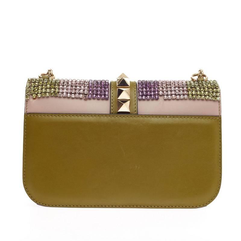 Valentino Glam Lock Shoulder Bag Rhinestones Medium In Good Condition In NY, NY