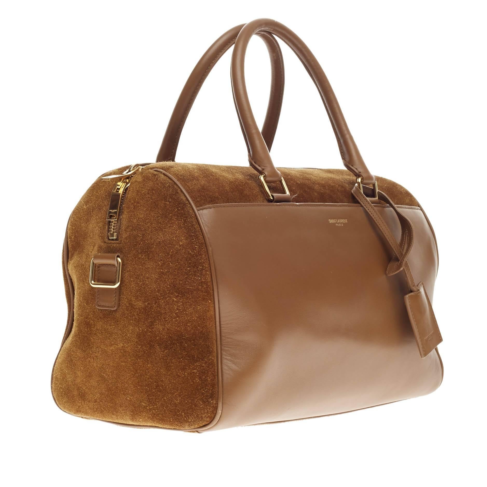 Brown Saint Laurent Classic Duffle Suede and Leather 6
