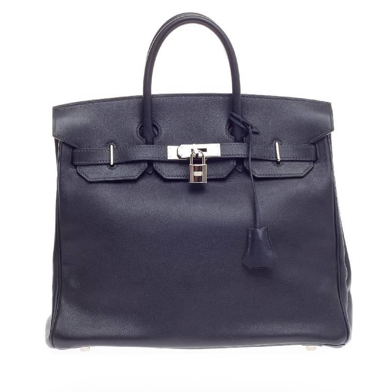 Hermes Birkin HAC Indigo Evergrain with Palladium Hardware 32