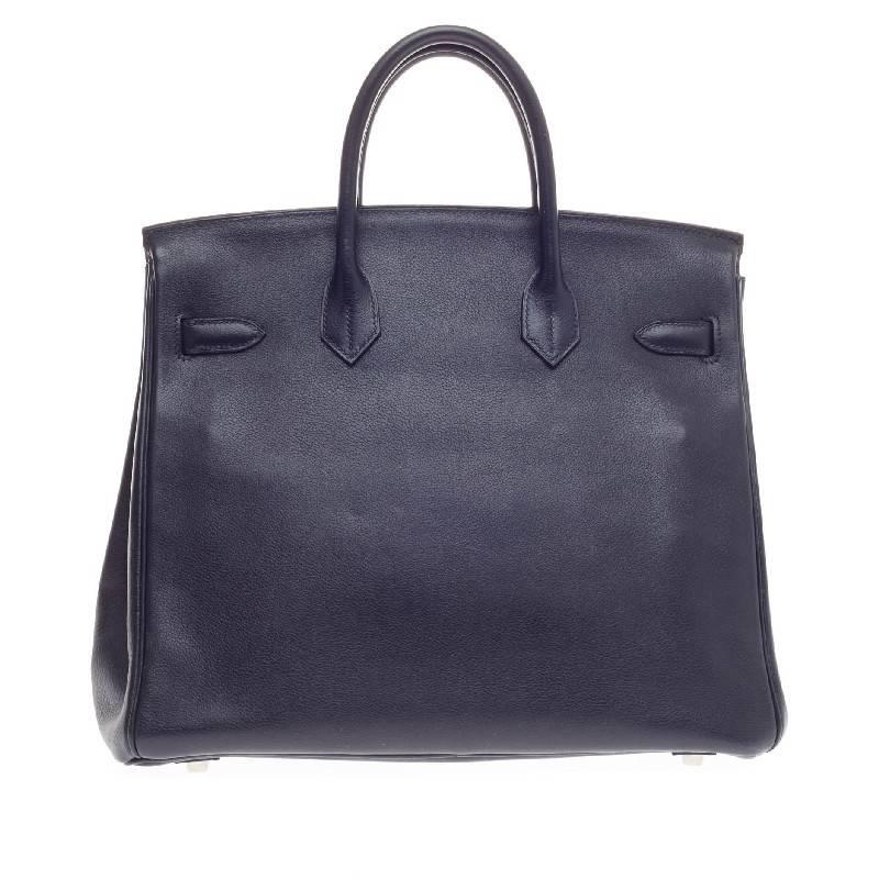 Hermes Birkin HAC Indigo Evergrain with Palladium Hardware 32 In Good Condition In NY, NY